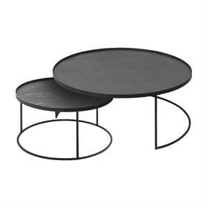 Ethnicraft Large Round Tray Coffee Table Set